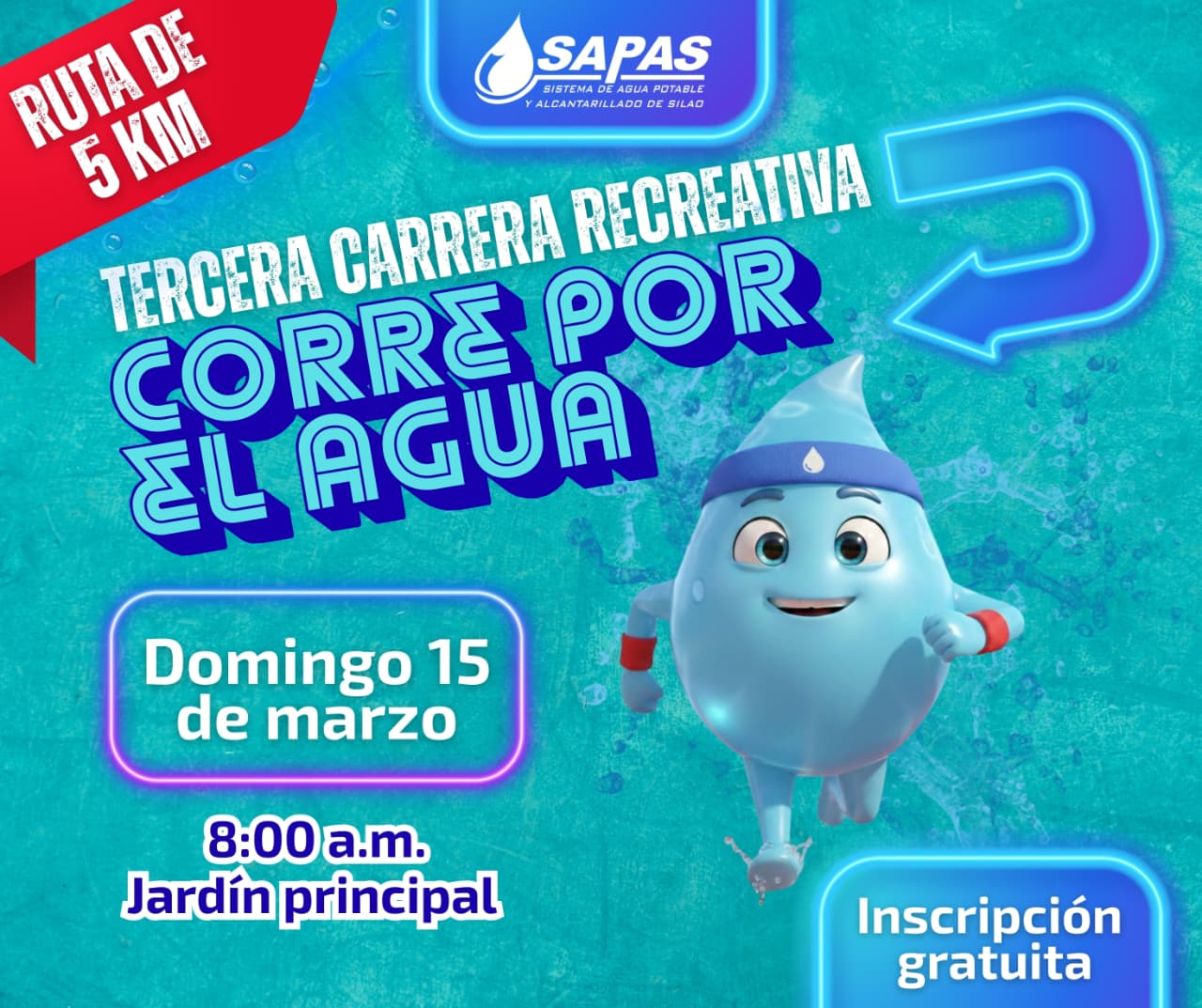Celebrará SAPAS la tercera edición de su carrera recreativa “Corre por el agua”; la inscripción será gratuita